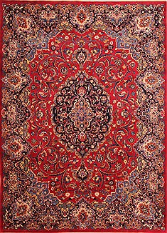 Persian Mashad Red Rectangle 8x11 ft Wool Carpet 21451