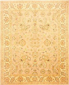 Pakistani Chobi Beige Rectangle 8x10 ft Wool Carpet 21501
