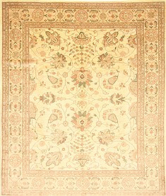 Pakistani Chobi Beige Rectangle 8x10 ft Wool Carpet 21504