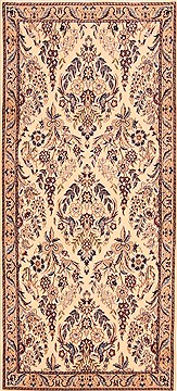 Persian Nain White Runner 6 ft and Smaller Wool Carpet 21525