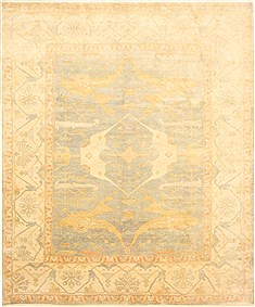 Indian Oushak Green Rectangle 8x10 ft Wool Carpet 21592