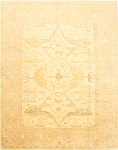 Indian Oushak Beige Rectangle 8x10 ft Wool Carpet 21603