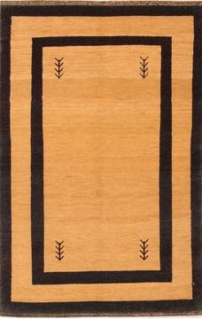 Indian Gabbeh Brown Rectangle 3x5 ft Wool Carpet 21610