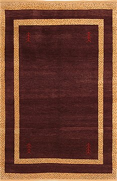 Gabbeh Purple Hand Knotted 4'4" X 6'7"  Area Rug 100-21620