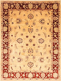 Pakistani Pishavar Beige Rectangle 8x10 ft Wool Carpet 21653