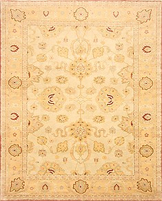 Egyptian Chobi Beige Rectangle 8x10 ft Wool Carpet 21714