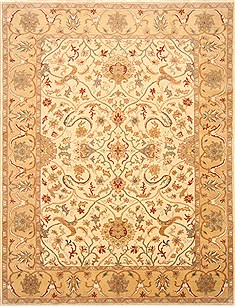 Egyptian Chobi Beige Rectangle 8x10 ft Wool Carpet 21715