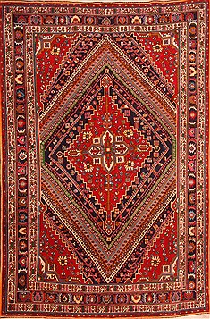 Qashqai Red Hand Knotted 6'6" X 9'10"  Area Rug 100-21731