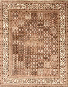Indian Tabriz Beige Rectangle 8x10 ft Wool Carpet 21794