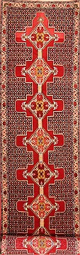Sanandaj Red Runner Hand Knotted 3'0" X 13'6"  Area Rug 100-21799
