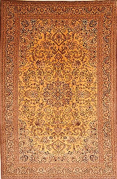 Qum Yellow Hand Knotted 6'10" X 10'9"  Area Rug 100-21886