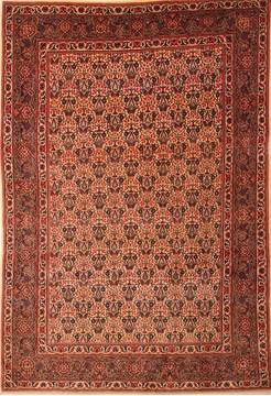 Persian Kashan Beige Rectangle 7x10 ft Wool Carpet 21892