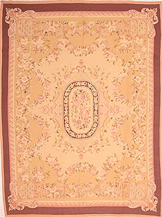 Romania Aubusson Beige Rectangle 8x10 ft Wool Carpet 21917