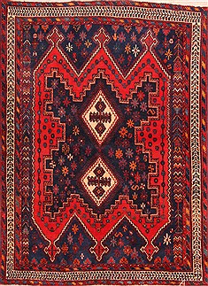 Persian Sirjan Blue Rectangle 4x6 ft Wool Carpet 21949