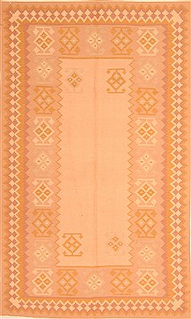 Romania Kilim Yellow Rectangle 5x8 ft Wool Carpet 21951