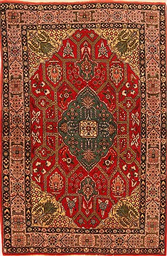 Tabriz Red Hand Knotted 3'5" X 5'0"  Area Rug 100-22078