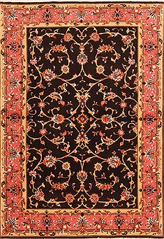 Persian Tabriz Black Rectangle 3x5 ft Wool Carpet 22106