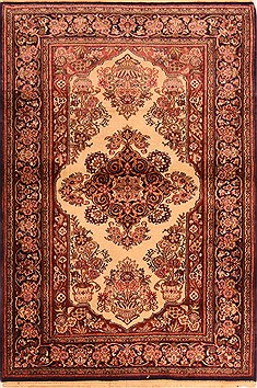Kashan Brown Hand Knotted 3'5" X 4'11"  Area Rug 100-22147