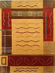 Indian Nepal Beige Rectangle 9x12 ft Wool Carpet 22152