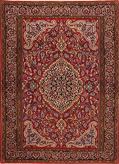 Qum Red Hand Knotted 3'6" X 4'10"  Area Rug 100-22154
