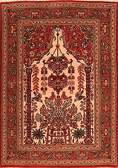 Qum Red Hand Knotted 3'7" X 5'0"  Area Rug 100-22173