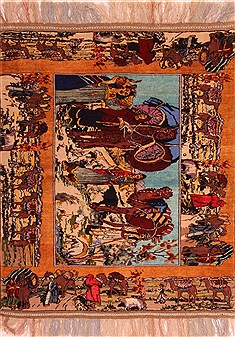Afghan Tabriz Yellow Rectangle 3x5 ft Wool Carpet 22187