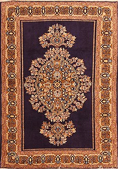 Qum Blue Hand Knotted 3'6" X 5'0"  Area Rug 100-22193