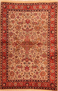 Tabriz Red Hand Knotted 3'4" X 4'11"  Area Rug 100-22197