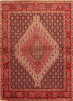 Kurdi Red Hand Knotted 4'1" X 5'7"  Area Rug 100-22281