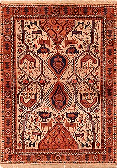 Shahre Babak Red Hand Knotted 3'8" X 5'1"  Area Rug 100-22439