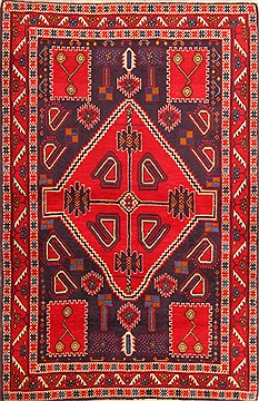 Sirjan Red Hand Knotted 3'6" X 5'4"  Area Rug 100-22448