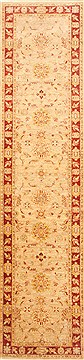 Pakistani Chobi Beige Runner 10 to 12 ft Wool Carpet 22474