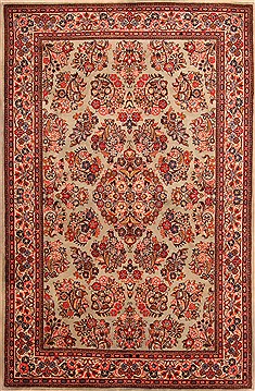 Persian sarouk Red Rectangle 5x7 ft Wool Carpet 22553