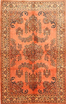 Persian sarouk Red Rectangle 5x8 ft Wool Carpet 22565