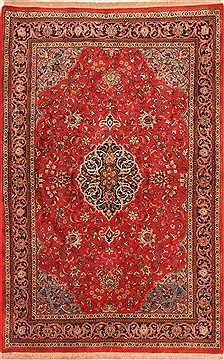 Persian Sarouk Red Rectangle 5x7 ft Wool Carpet 22569