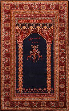Tabriz Red Hand Knotted 3'7" X 5'5"  Area Rug 100-22602