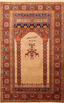 Romania Tabriz Brown Rectangle 4x6 ft Wool Carpet 22603