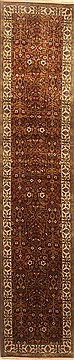 Indian Herati Brown Runner 10 to 12 ft Wool Carpet 22817