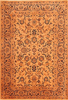 Romania Tabriz Beige Square 5 to 6 ft Wool Carpet 22838