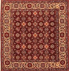 Sarouk Red Square Hand Knotted 4'11" X 5'3"  Area Rug 100-22839