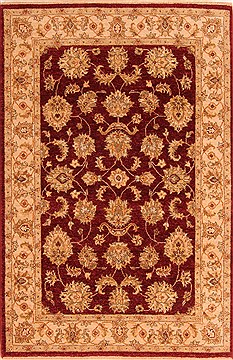 Indian Chobi Red Rectangle 4x6 ft Wool Carpet 22853