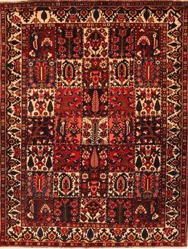 Persian Bakhtiar Red Rectangle 5x7 ft Wool Carpet 22862