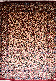 Persian Kerman Beige Rectangle 10x13 ft Wool Carpet 22947