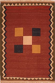 Persian Kilim Brown Rectangle 7x10 ft Wool Carpet 22955