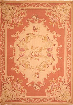 Romania Aubusson Red Rectangle 10x13 ft Wool Carpet 23037