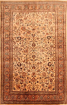 Persian Mashad Beige Rectangle 7x10 ft Wool Carpet 23090