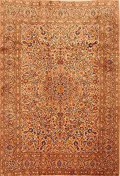 Kashan Yellow Hand Knotted 6'9" X 9'9"  Area Rug 100-23137