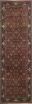 Indian Herati Brown Runner 6 to 9 ft Wool Carpet 23293