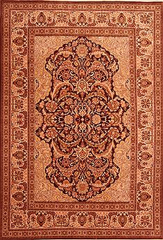 Romania Tabriz Brown Rectangle 7x10 ft Wool Carpet 23477