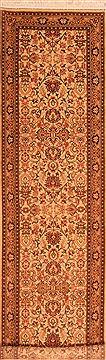 Romania sarouk Beige Runner 10 to 12 ft Wool Carpet 23564